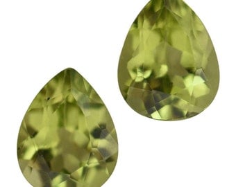 Hebei Peridot Loose Gemstones Set of 2 Pear Cut 1A Quality 9x7mm TGW 2.85 cts.