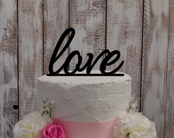 wedding cake topper love - wood / acrylic / glitter / Mr and Mrs / decor / wedding decor / wedding cake / bride / groom / cake topper