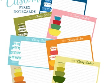 CUSTOM Pyrex Note Recipe Cards Instant Download Vintage Kitchenwares