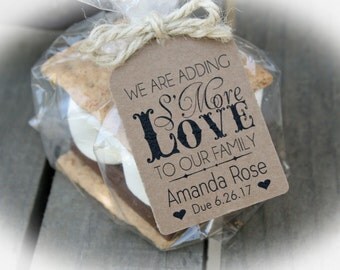 S'Mores Baby Shower Favor Kits-3 TAG COLORS | Smores favor-25-100 DIY Bags/Favor Tags w/Ribbon or twine | Baby S"More Favors-Bag sz Lge
