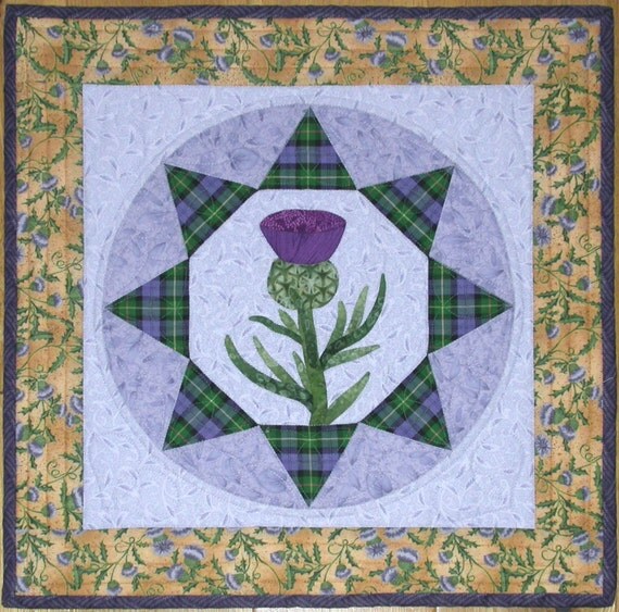 Scottish Thistle Wall Hanging Quilt designed and stitched by