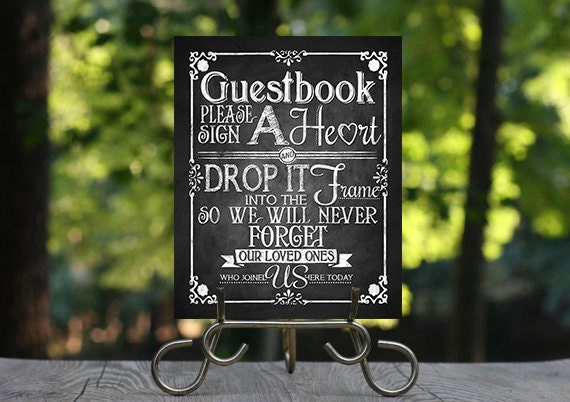 Sign A Heart Guestbook Printable Chalkboard Wedding Alternative Rustic DIY Sign A Heart Guestbook Printable Chalkboard Wedding Alternative Rustic DIY