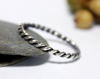 Stacking Ring, Silver Ring, Stackable Ring, Twist Ring, Everyday Ring, Sterling Silver Simple Ring, Shiny Twist Ring