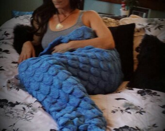 Mermaid blanket, adult mermaid blanket, mermaid tail blanket, fish tail blanket, mermaid tail throw, mermaid bedding, mermaid room decor