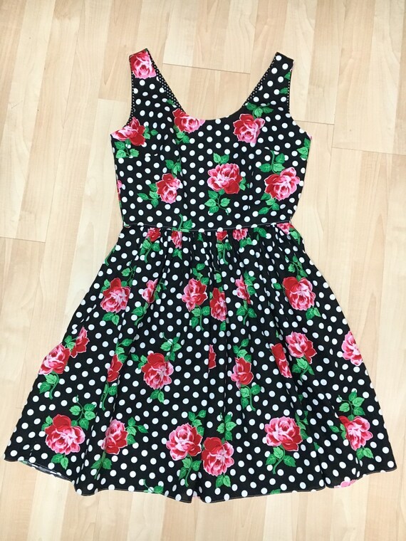 Retro Floral Polka Dot Dress