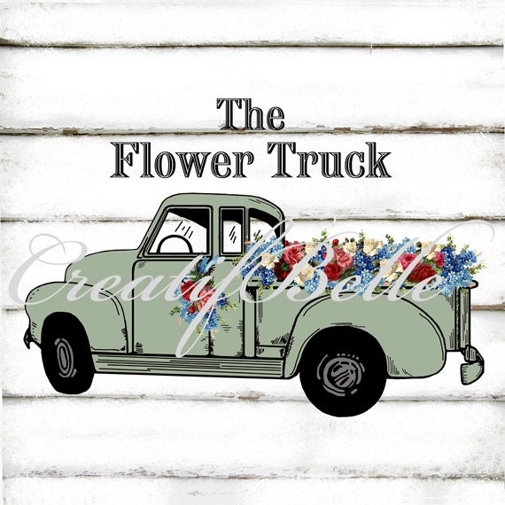 Vintage Green Chevy Flower Truck Large Instant Digital Download Printable Graphic Transfer Image Vintage Green Chevy Flower Truck Large Instant Digital Download Printable Graphic Transfer Image