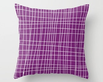 Purple Pillow Cover, Geometric Pillow Cover, Grid Pillow Cover, purple throw pillow cover, Minimalist Decor