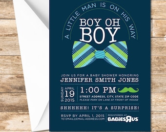 Little Man Baby Shower invitation, Baby Boy Shower invite, Baby Shower, Little Man, Bow Tie Baby Shower Invitation, Mustache Invite