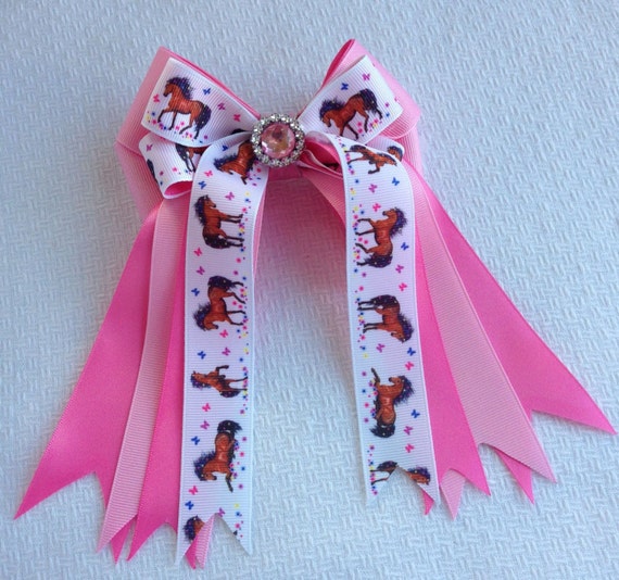 Pony Girl Horse Show Hair Bows/equestrian hair accessory/bay