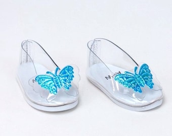 Clear Butterfly Cinderella Slippers Ballet Flats for Doll, 18 inch doll accessories, Cinderella toys