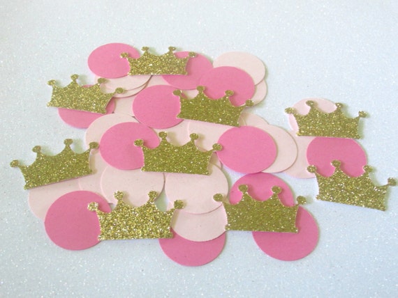 195 Pink and Gold Princess Party Decor Princess Confetti Crown Confetti Princess Party Girl First Birthday Princess Shower Girl Baby Shower Il_570xn