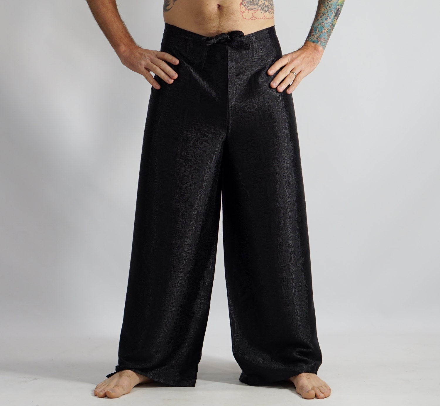SILK WRAP PANTS Black Aladdin Pants Yoga Pants by zootzugarb