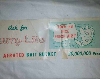 Vintage Mid Century Fishing Bait Bucket Advertisment