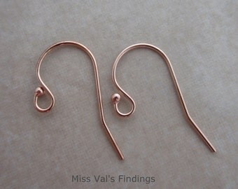 10 rose gold filled ear wire hook 22 gauge