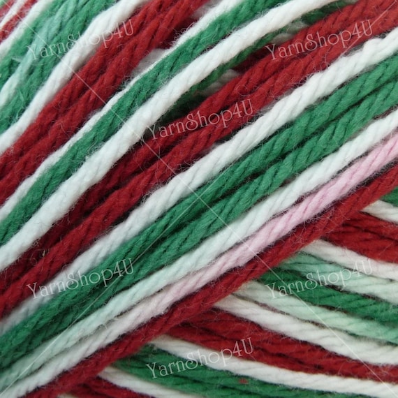 12oz MISTLETOE OMBRE, Cotton Yarn, Bernat Handicrafter Holidays Yarn, Red White Green yarn, Big