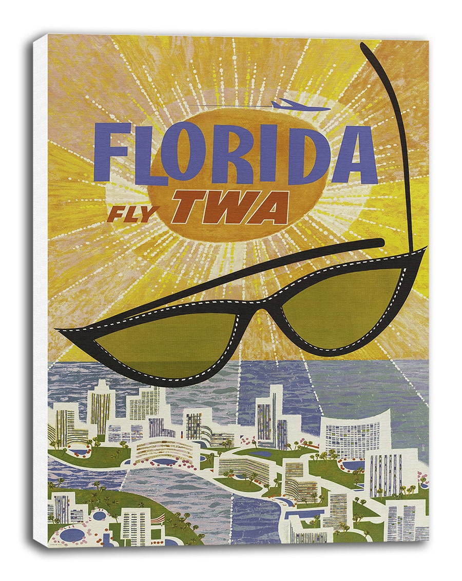 Vintage Florida Art Canvas Print Travel Poster Hanging Retro