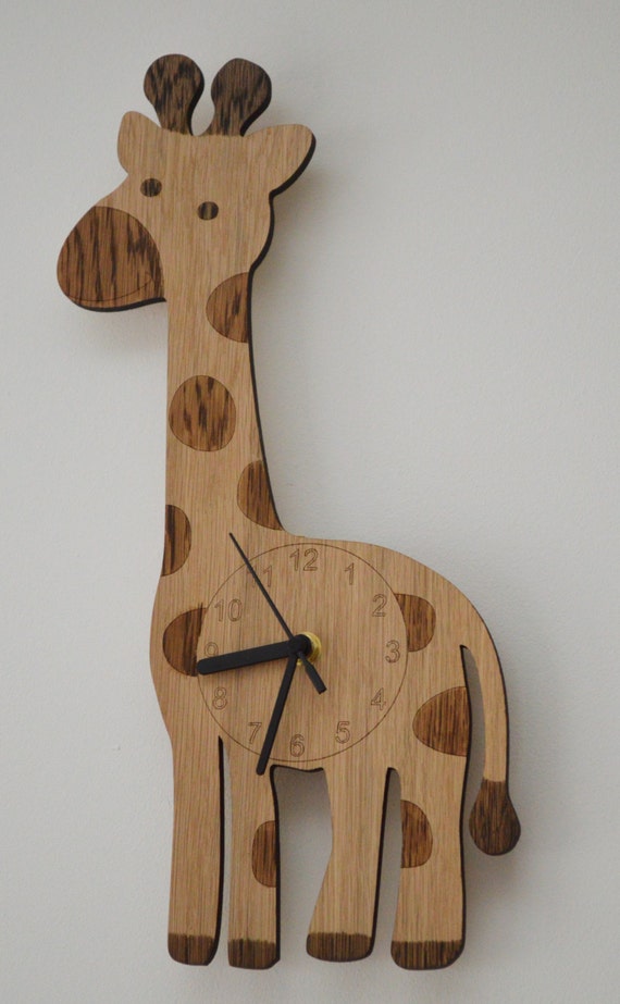 Giraffe clock laser cut clock clock for a babies room clock