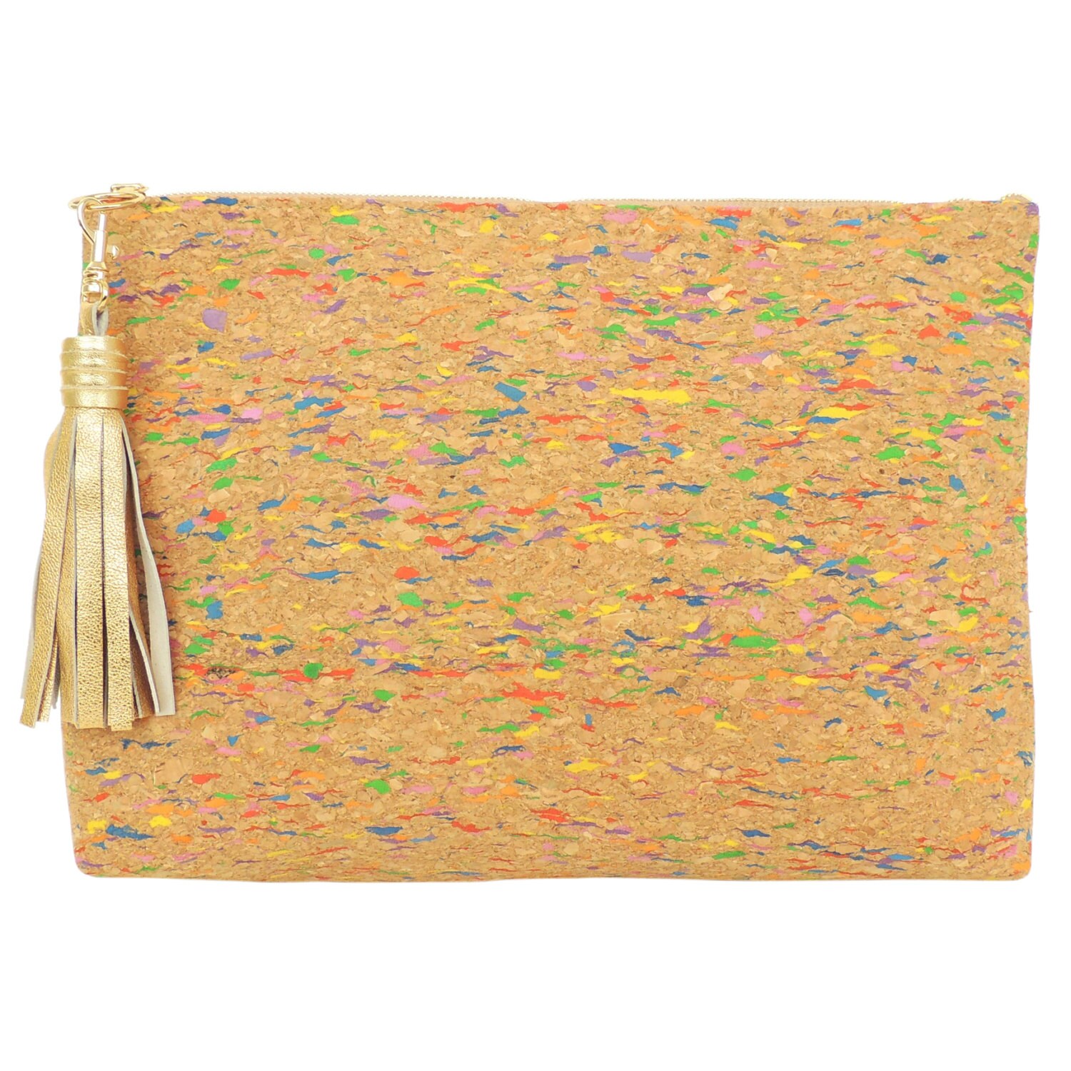 Multicolored Cork Clutch Bag Oversize Wristlet Eco by SpicerBags