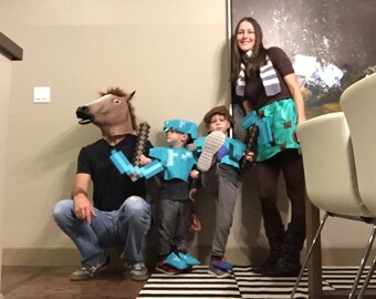 Set of Minecraft sibling and Mom Halloween Costumes