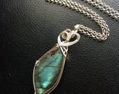 Labradorite Wire Wrapped Necklace-Labradorite Pendant-Wire Wrapped Jewelry-Wire Wrap Gemstone Necklace-Handmade Jewelry- Women's Jewelry