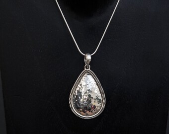 Silver Pendant, Silver Necklace, Hammered Silver, Teardrop Pendant, Textured Silver, Modern Necklace, Pendant Necklace, Sterling Silver