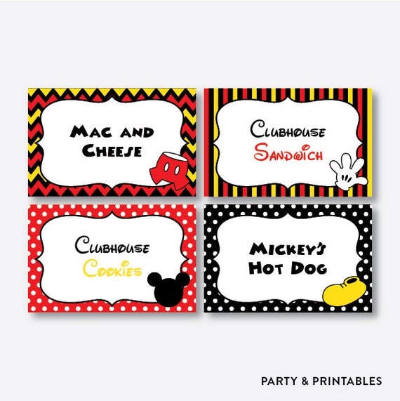 ... Food Tents, Mouse Buffet Cards, Table Tent, Mouse Printable (PKB.19