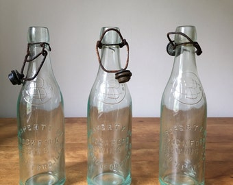 Vintage pre-prohibition green glass beer bottle from Rockford Brewing company 1900-1920 era