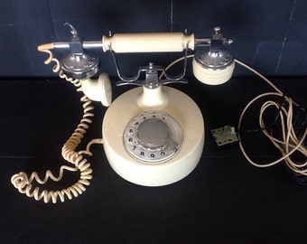 Vintage soft white telephone, USSR - The Cracked Plate