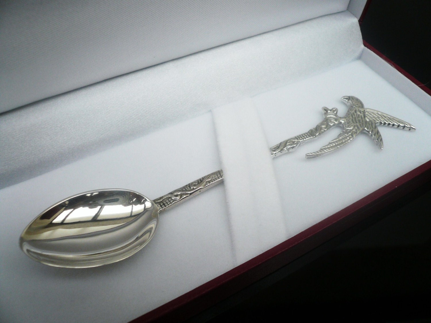 Sterling Silver Christening Spoon New Born Baby Parrot