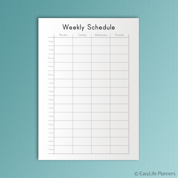 WEEKLY SCHEDULE A5 Planner Inserts Hourly Routine Planner