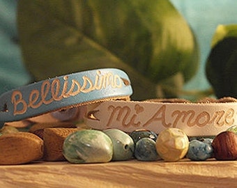 leather engraved bracelets - Couples Matching bracelets - His and her gifts - Gifts for couples -Personalized gifts- Custom engraved SKU1016