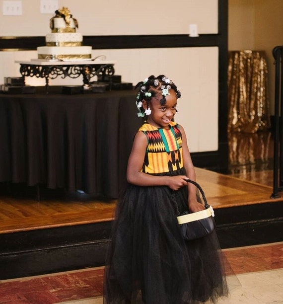 African print flower girl dresses