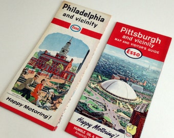 Vintage Esso maps - Philadelphia PA 1966 - Pittsburgh PA 1964