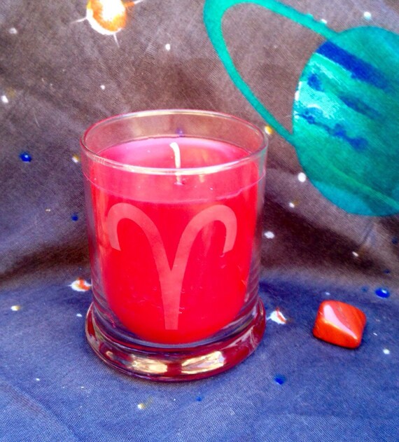 Ships Free Aries Candles Zodiac Etched by IstarAndFlameCandles