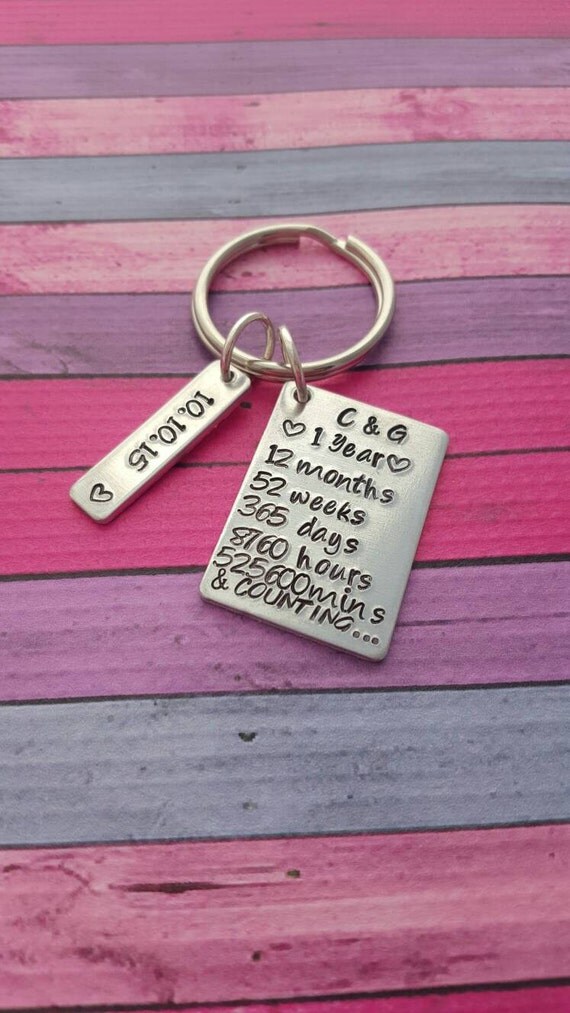 Boyfriend Girlfriend Keychains 1 year by CaliGirlCustoms on Etsy