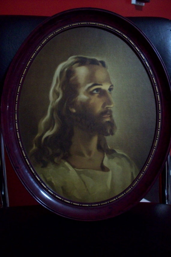 Religious Wall art Vintage framed portrait of Jesus