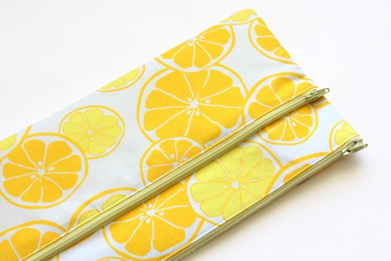 Super Large Lemon Yellow Pencil Case  Makeup Bag 32cmx15cm