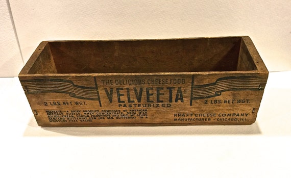 RESERVE Antique Wood Box Kraft VELVETTA Cheese Box Two Pound