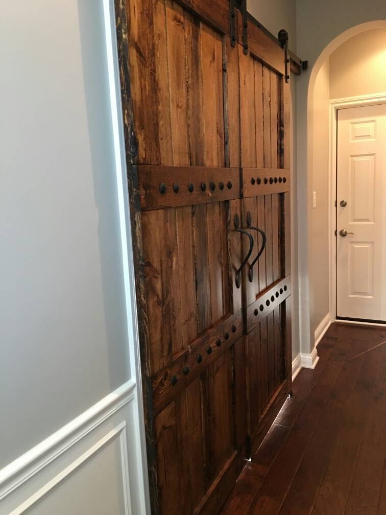 Interior Double Barn Door Package Double Doors Sliding Wooden Door Barn Door Hardware 