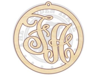 Two Letter Monogram - Monogram Door Hanger - Monogram for Front Door - Wall Hanging - Unfinished Wood - 210169