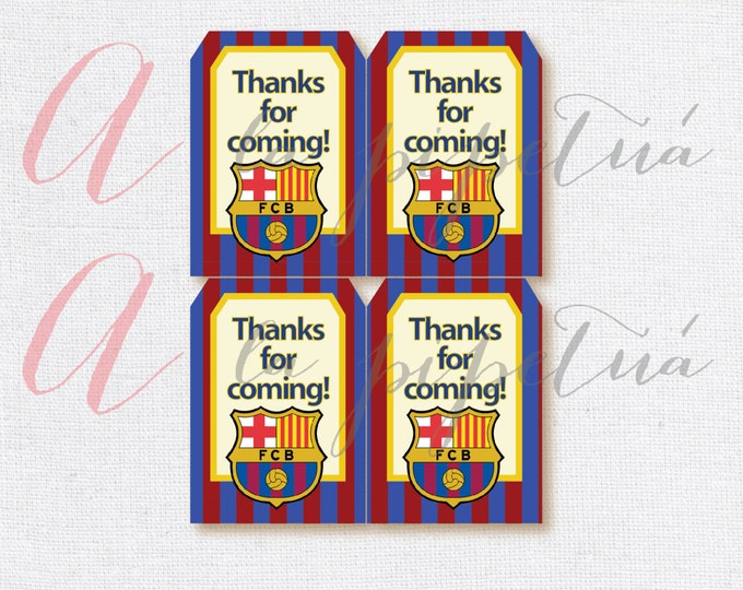 Thank You Favor Tags .Barcelona printable. Printable Favor Tags Soccer Birthday diy Thank You Tags INSTANT DOWNLOAD