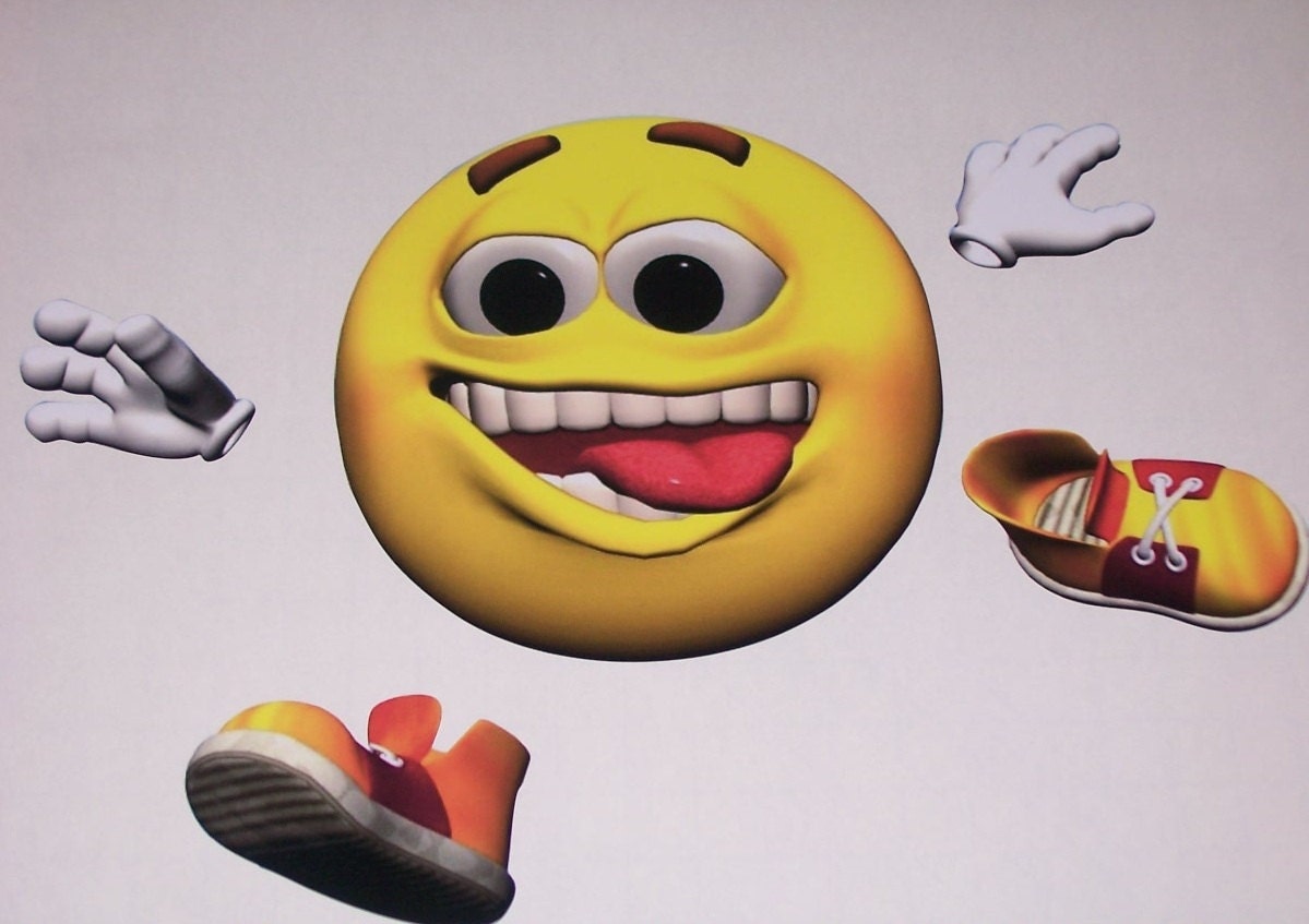 Jumping Runing Emoji Smiley face sticker graphic decal window