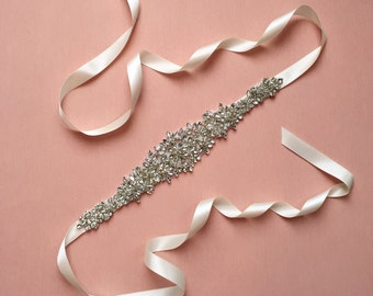 Crystal Belt | Rhinestone Bridal Belt | Crystal Bridal Belt | Rhinestone Wedding Sash | Silver Wedding Belt Sash | THE SATIN MILLIE