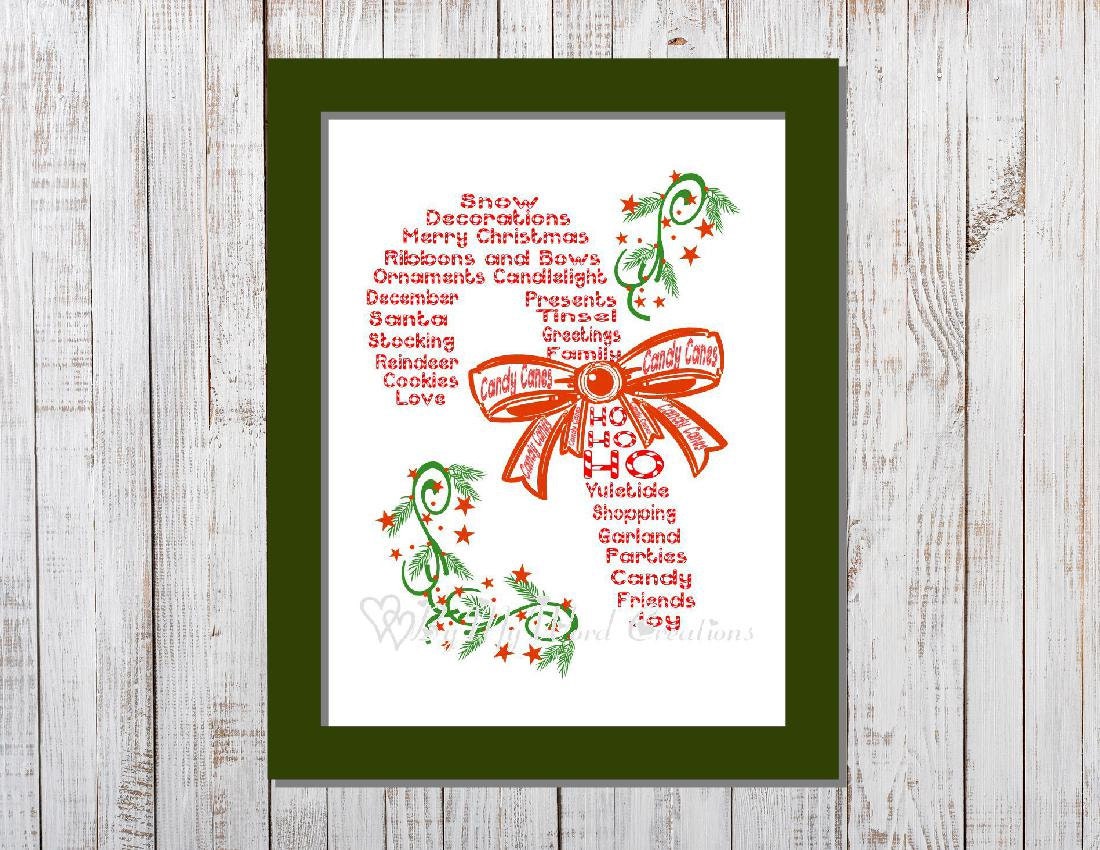 Christmas Decoration Art Christmas Candy Cane Word Art