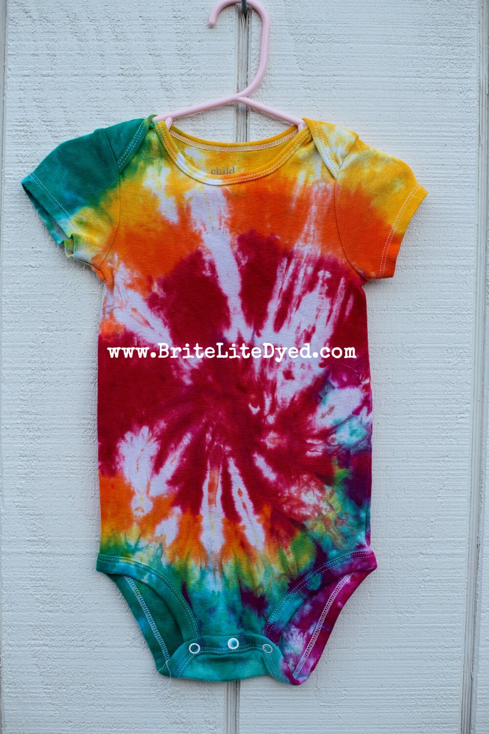 Tie Dye Onesie Children's 24 MonthsRainbow by BriteLiteDyed