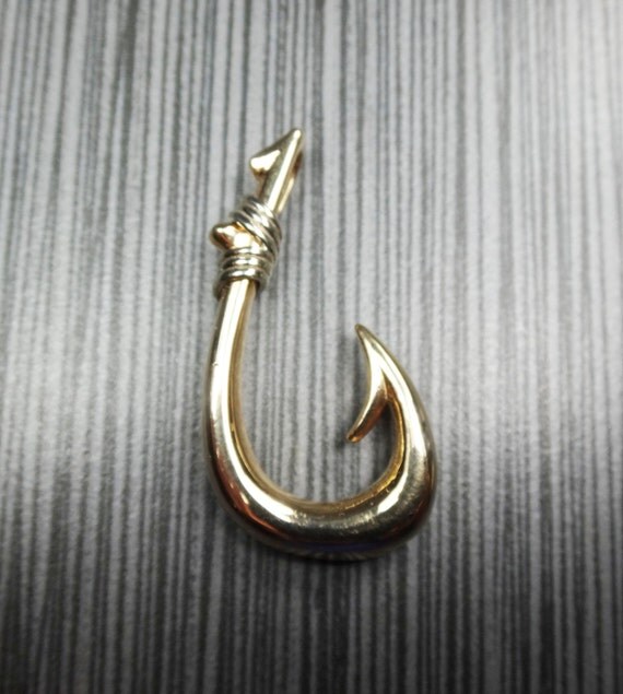 Vintage Gold Charm 14k Na Hoku Gold Charm Fish Hook Charm 14k
