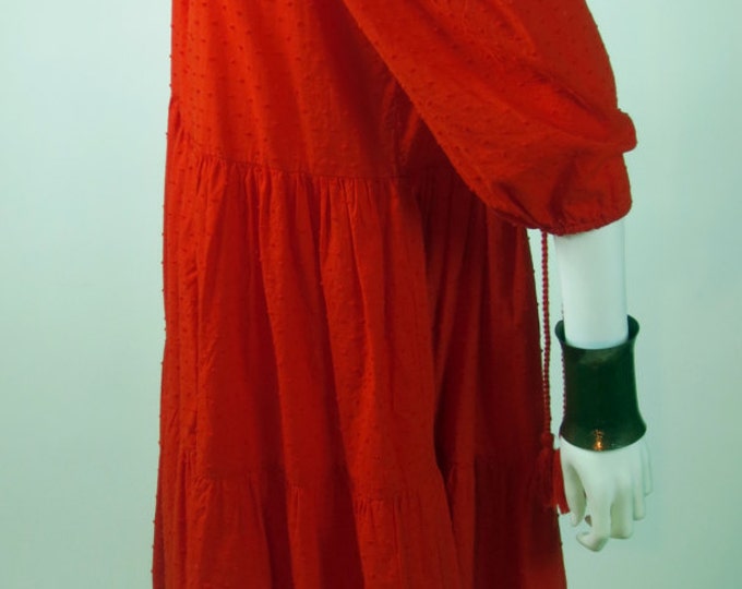 90s Folklore Ethnic boho fil coupe off shoulder cotton boho smock caftan tunic peasant dress