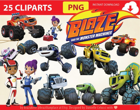 25 Blaze and The Monster Machines Clipart Pack PNG Digital