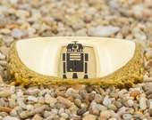 8mm Gold Dome Tungsten Carbide Band Star Wars R2- I Know Design Ring-Free Inside Engraving And Free US Shipping