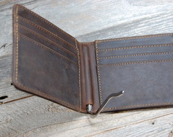 Personalized Cowhide money clip, personalized Wallet, Groomsmen, Personalized cowhide leather money clip, crazy horse money clip